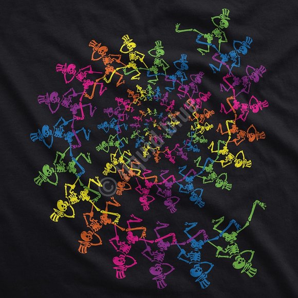 Grateful Dead Spiral Skeletons Liquid Blue jam rock Official T-Shirt 2XL NWT - Picture 3 of 3